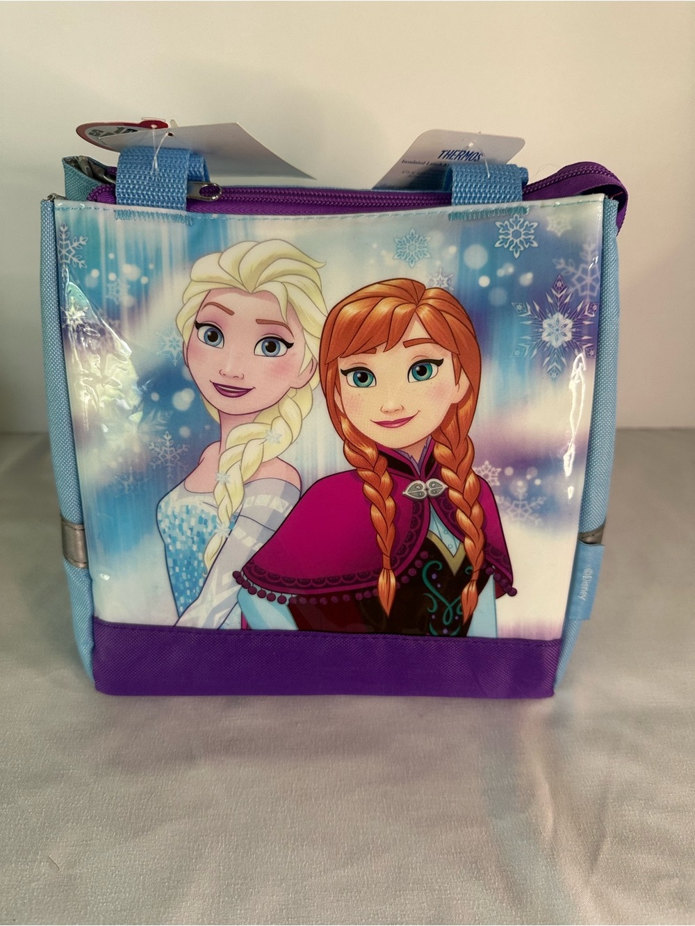 Disney Frozen Elsa & Anna Blue and Purple Kids Thermos Insulated Lunch Tote Bag